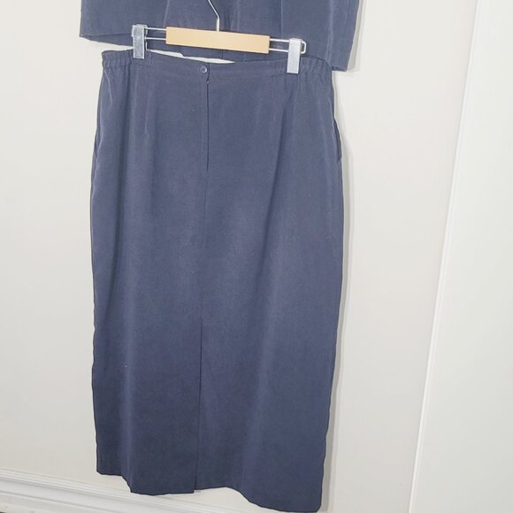 Lana Lee Petite Vintage Navy Blue Set Sleeveless Vest Matching Skirt Plus Sz 16 - Picture 8 of 16